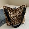 Neutral Square Bag, Suitable for Both Men and Women, Tote Bag Style, Great for Travel and Photo Shoots, Leopard Print Design.