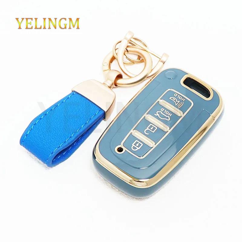 3/4Button Tpu Car Key Fob Shell Cover Keychain For Kia Forte Sportage K2 K5 For Hyundai Genesis Coupe Sonata Ix35 Smart Key Case