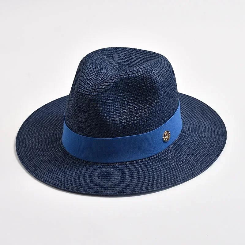 Summer Wide Brim Uv Protection Straw Hat Foldable Beach Sun Hat For Women Men Elegant Ribbon Design Fashion Travel Luxury