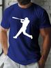 Baseball Player Silhouette T Shirt For Unisex Batter Graphic Crew Neck Tee Sport Fan Baseball Theme Casual Male Daily Outfit Tops