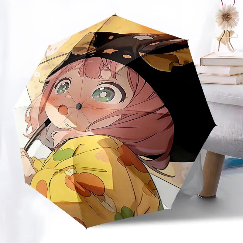 1pc Manga Character Inspired Outdoor Umbrella - Automatic Opening/Closing, Portable 3-Fold Design with 8-Rib Iron Frame - Perfect Gift for Fans, Trave
