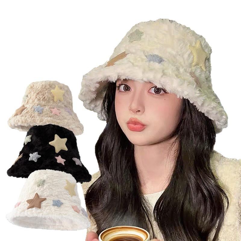 Women Thickened Warm Ear Protection Faux Fur Wide Brim Adjustable Fisherman Bucket Hat
