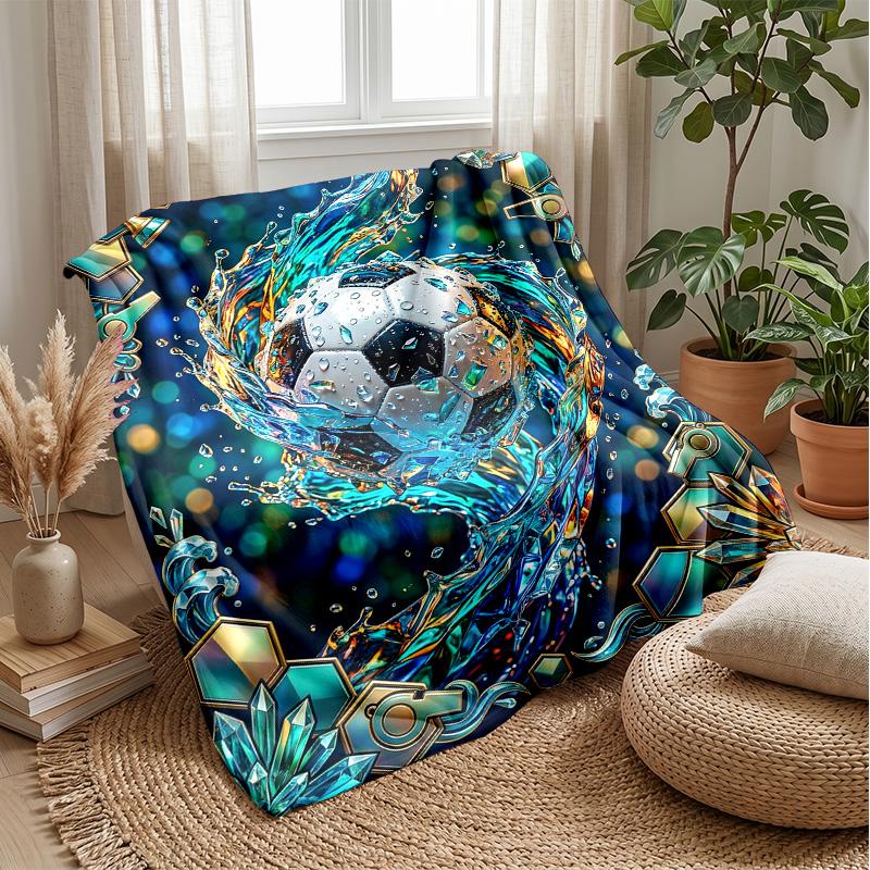 Soccer Ball in Water 1 Theme blanket Lightweight Warm Flannel Blanket Decorative Throw Blanket for Home Decoration