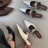 Müller's New Metal Buckle French Retro Slippers Women's Outer Wear Pointed Tip Will Increase by Half a Drag Within 2025 Mary Jane Wedge Heel