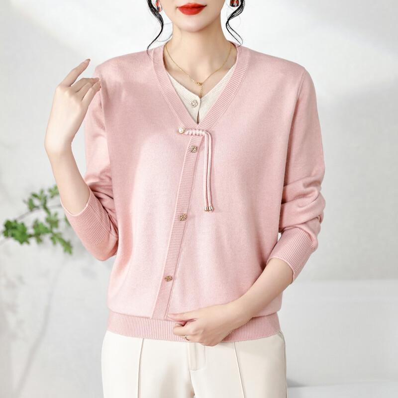 Yuzhaolin Women's V-Neck Faux-Two-Piece Knit Cardigan for Mature Women