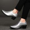 Men Dress Shoes Luxury Patent Leather Casual Leather Shoes Fashion Pointe Heightened Wedding Shoe Gold Shiny Dress Leather Shoes