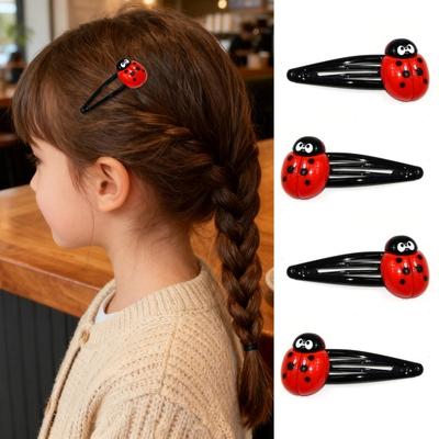 4Pcs Girl Hair Clips Ladybug Design Non-Slip Snap Hair Barrettes Kids Hair