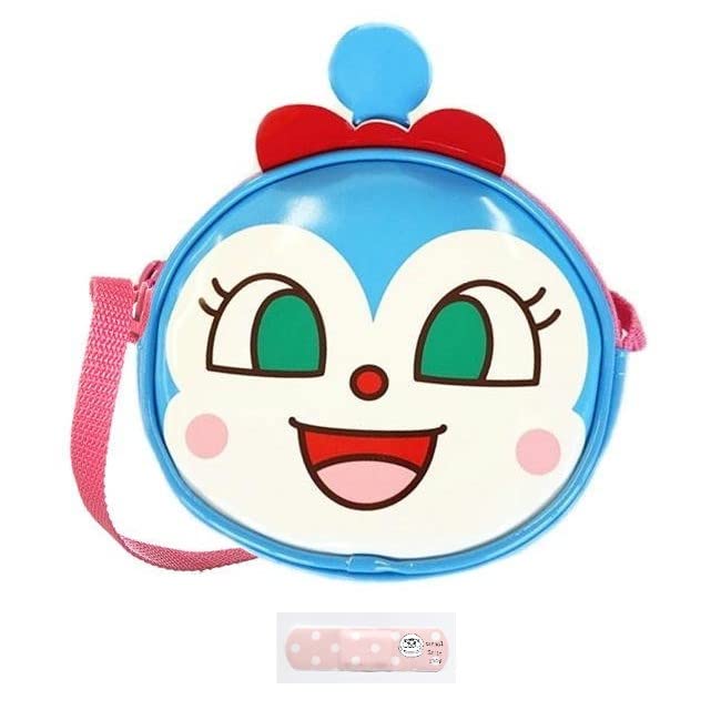 

Anpanman Enamel Face Crossbody Accessory Made in and Bandages with Our Original Set Pouch, Case, Japan, Kokin-chan, Logo. 2-Piece (Pouch, Bandages) синий
