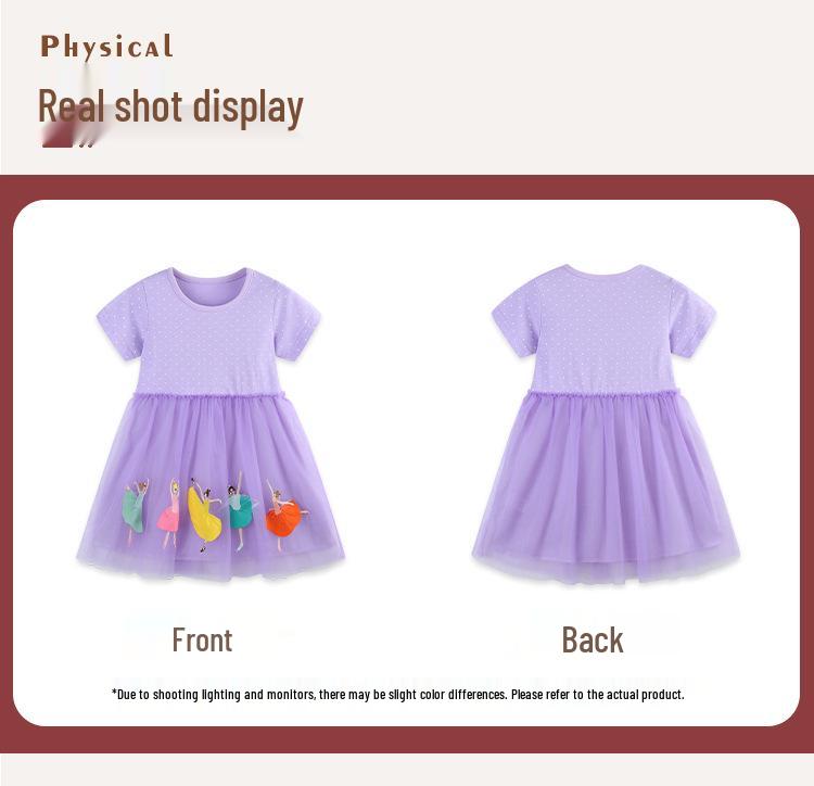 European Style Embroidered Princess Dresses for Girls - Knitted Cotton with Mesh Skirts for Small and Medium Children.