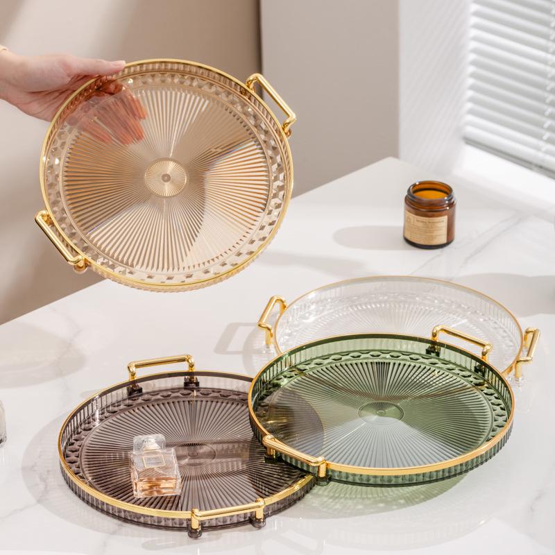 High-End Gold-Edged Acrylic Tray for Tea, Cosmetics, and Water Cups