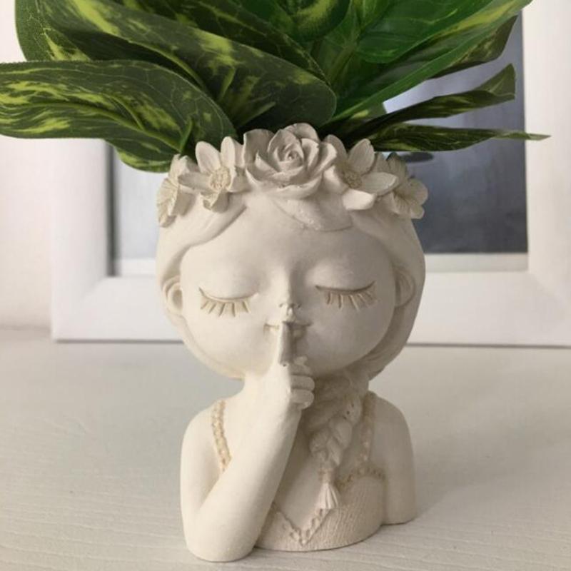 Geometric 3D Wreath Girl Gypsum Silicone Molds Storage Box Mold for Making Succulent Plant Pot Flower Pot Pen Holder