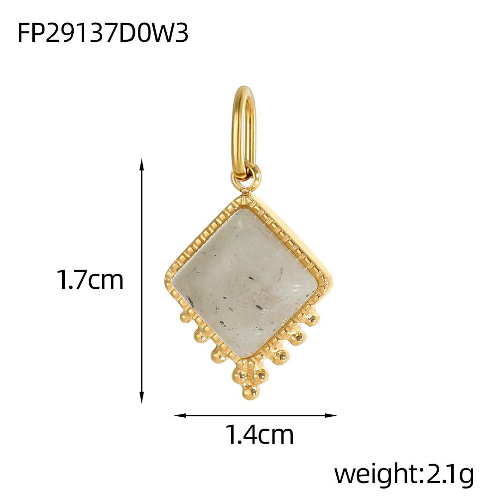 CARLIDANA Stainless Steel Colorful Natural Stone Charm Square Shapes Gold Color Pendants Jewelry Making DIY Necklace Accessories