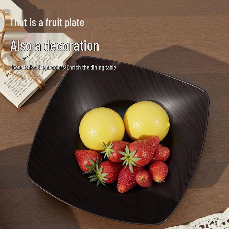 Retro Wood Grain Fruit Bowl: High-End Snack & Fruit Plate In New Chinese Style