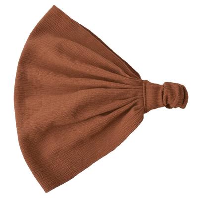 Thin Crinkle Color Solid Bandana Hairband Triangle Scarf Adjustable One Size Fits Most Brown [Charm]
