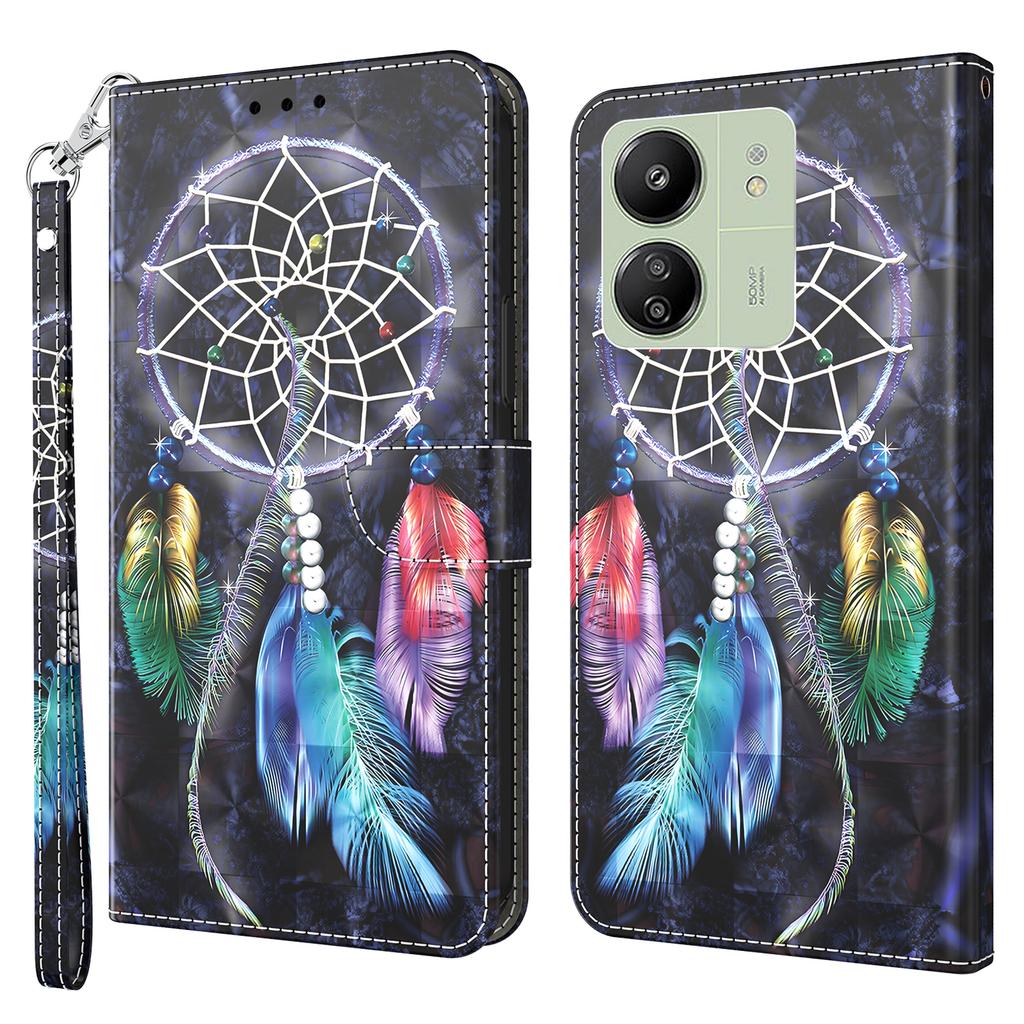 For Xiaomi Redmi 13C 4G/13C 5G/Poco C65 4G/Poco M6 5G/13R 5G Magnetic Phone Case 3D Pattern Printing Wallet Cover