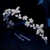 Hochwertiges Braut-Strass-Blatt-Stirnband mit Zirkonia-Einlage