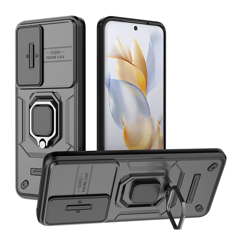 Honar Honer 90 5G Case Slide Camera Lens Protection Ring Stand Phone Case For Honor 90 5G Honor90 REA-NX9 6.7" Armor Back Cover