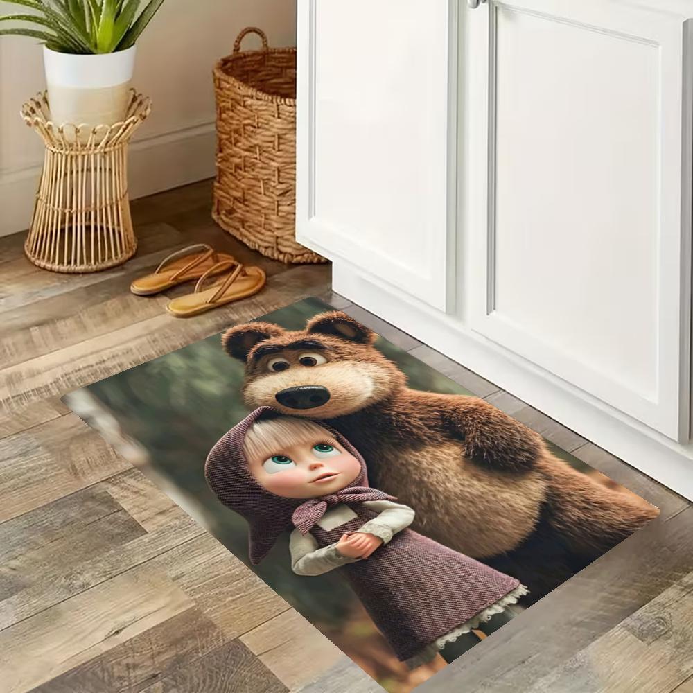 Masha Bear Kitchen Carpet Nonslip Floor Mat Ideal For Indoor And Outdoor Entryway Door Mat Laundry Room Bathroom Foot Mat