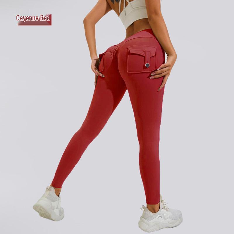 2024 Women's Peach Hip Yoga Pants with Pockets – Fitness Workwear Tights for Hip-lifting