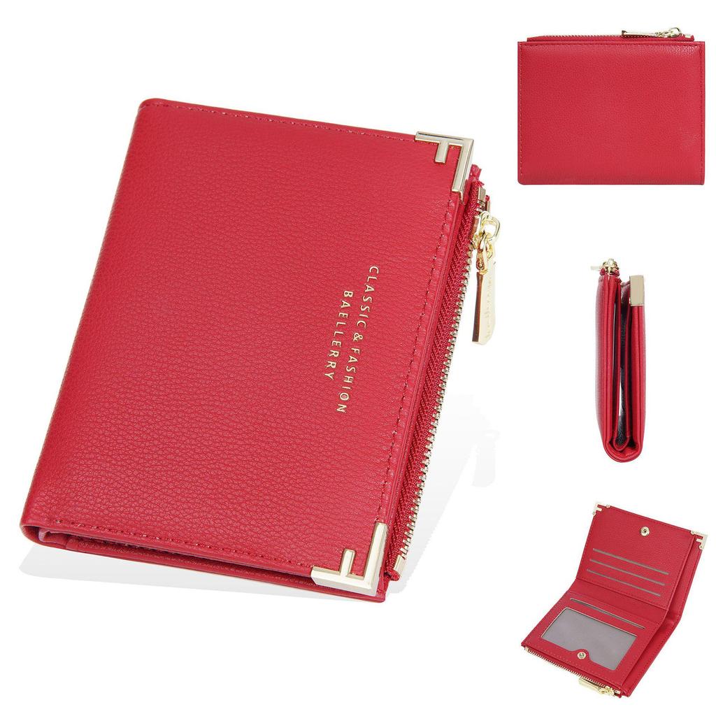 Women's Baellerry Bifold Wallet: Stylish Short Wallet with Zipper Coin Purse & Buckle