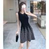 Women's French-Style Sleeveless Knit Dress - Petite Waist-Cinched, Slimming A-Line Vest, Summer New Arrival