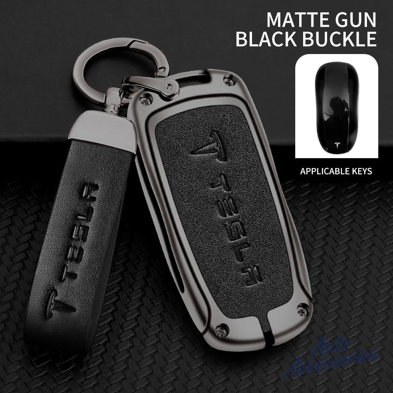 

Car Smart Remote Key Case Cover Leather Protect Shell Keyring For Tesla Model 3 Model Y S X Keychain Auto Interior Accessories