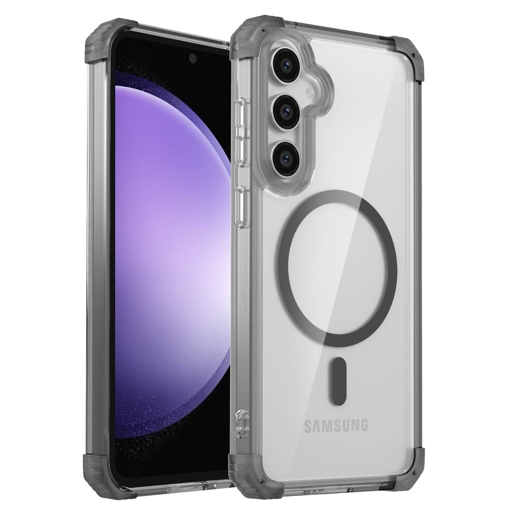 For Samsung Galaxy S23 FE Magnetic Case TPU+PC Clear Phone Cover with Thickened Corners