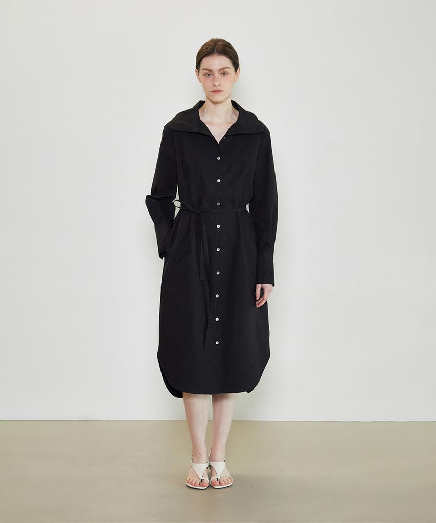 Supaeg Pima Cotton Shirt Dress _ Ivory, Sky Blue, Black