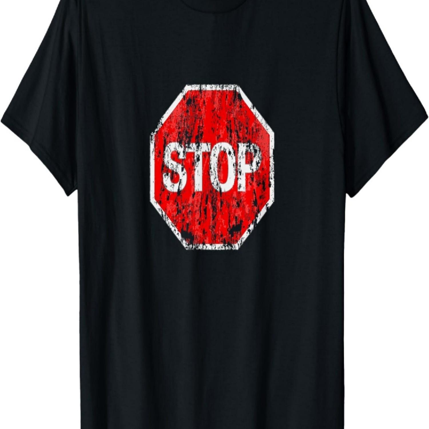 Vintage T-Shirt Stop Sign, Hoodie Print Stop Sign Sweat T-Shirt S