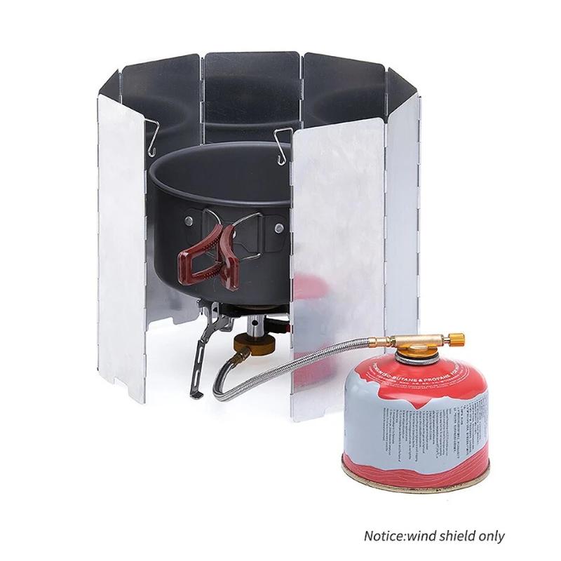 Gasskomfyr Vindskjerm Utendørs Camping Piknik Matlaging Brenner Vindtett skjerm 8/9/10/12/14/16 Plater Aluminiumslegering Vindskjerm