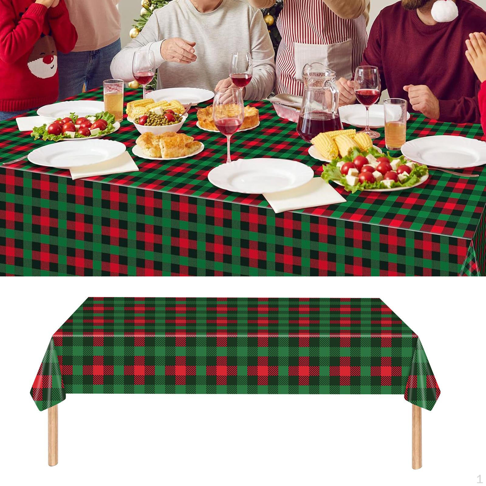 

Рождественская одноразовая скатерть Праздничная водонепроницаемая прямоугольная защита стола 1 шт. Большая клетка 1PC Small Plaid