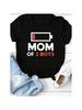 MOM OF BOYS Recharge Print Wounisex T Shirt Short Sleeve O Neck Loose Wounisex Tshirt Ladies Fashion Tee Shirt Tops Camisetas Mujer