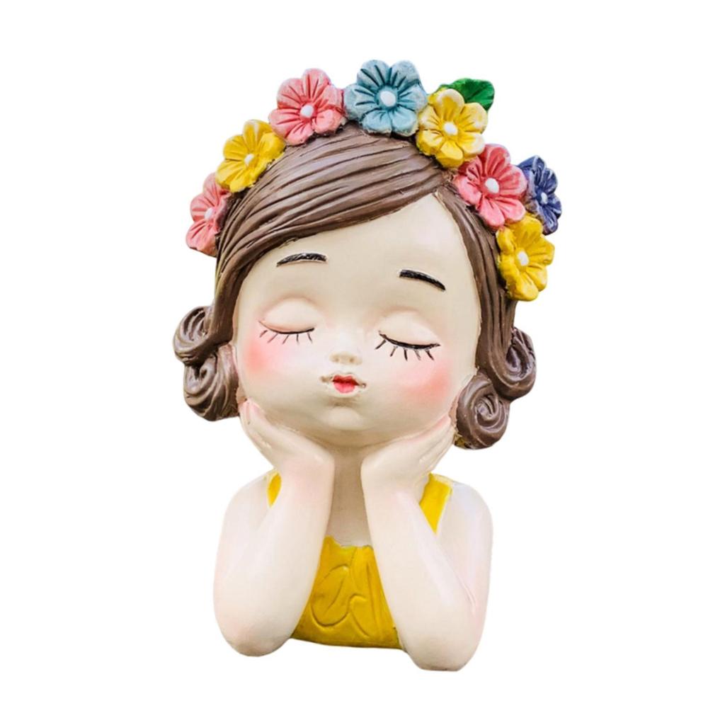 Girl Flower Pot Sculpture Planter Organizer Decorative Vivid Plant Container Flower Vase for Home Kitchen Outdoor Desk Indoor