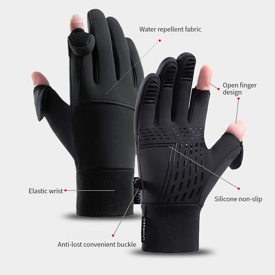 Loogdeel Windproof Waterproof Touchscreen Gloves Outdoor Running Fishing Cycling Skiing Gloves Winter Men'S Women'S Warm Gloves