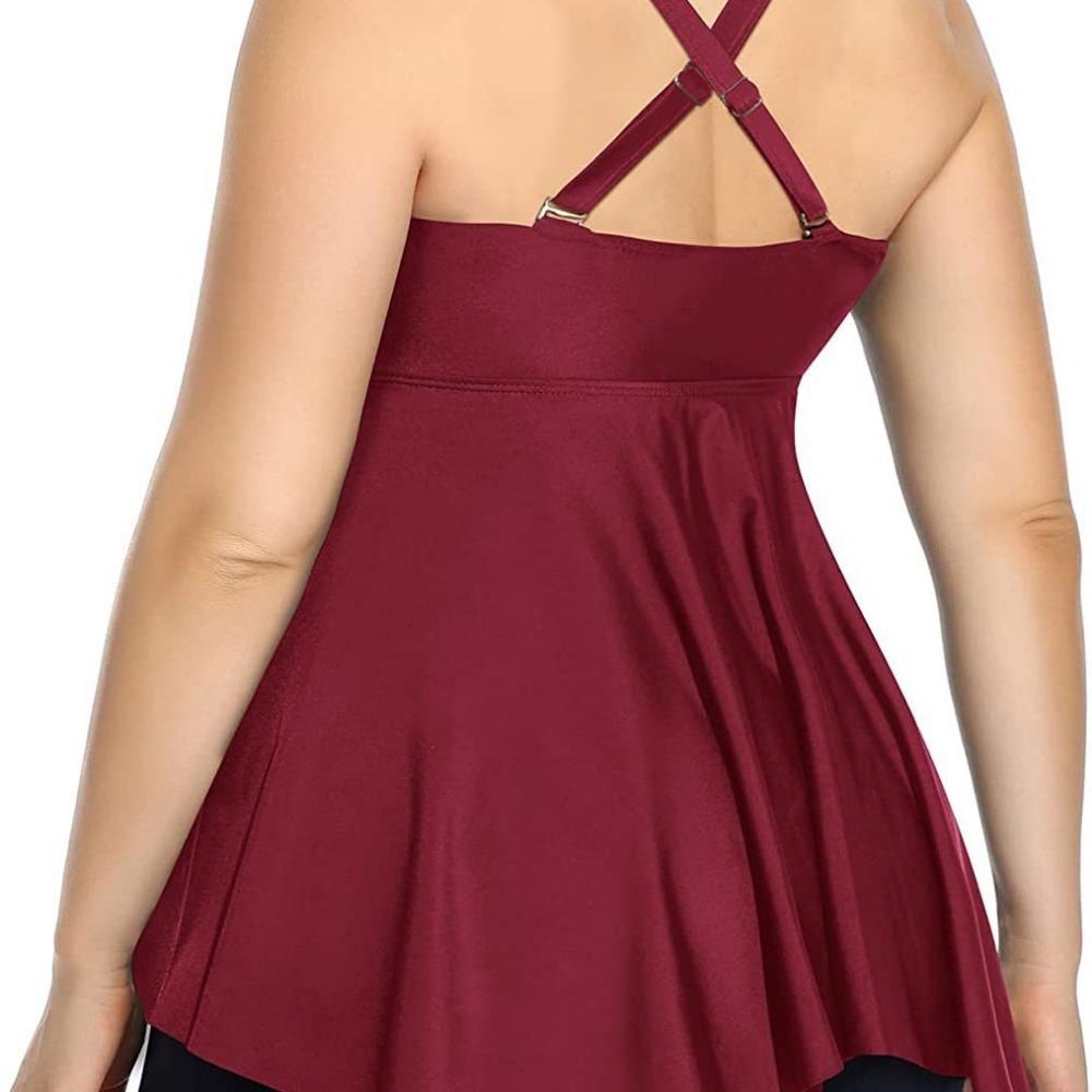 Two-piece Split Swimwear Plus Size Belly Top Swimsuit with Shorts Swimsuit