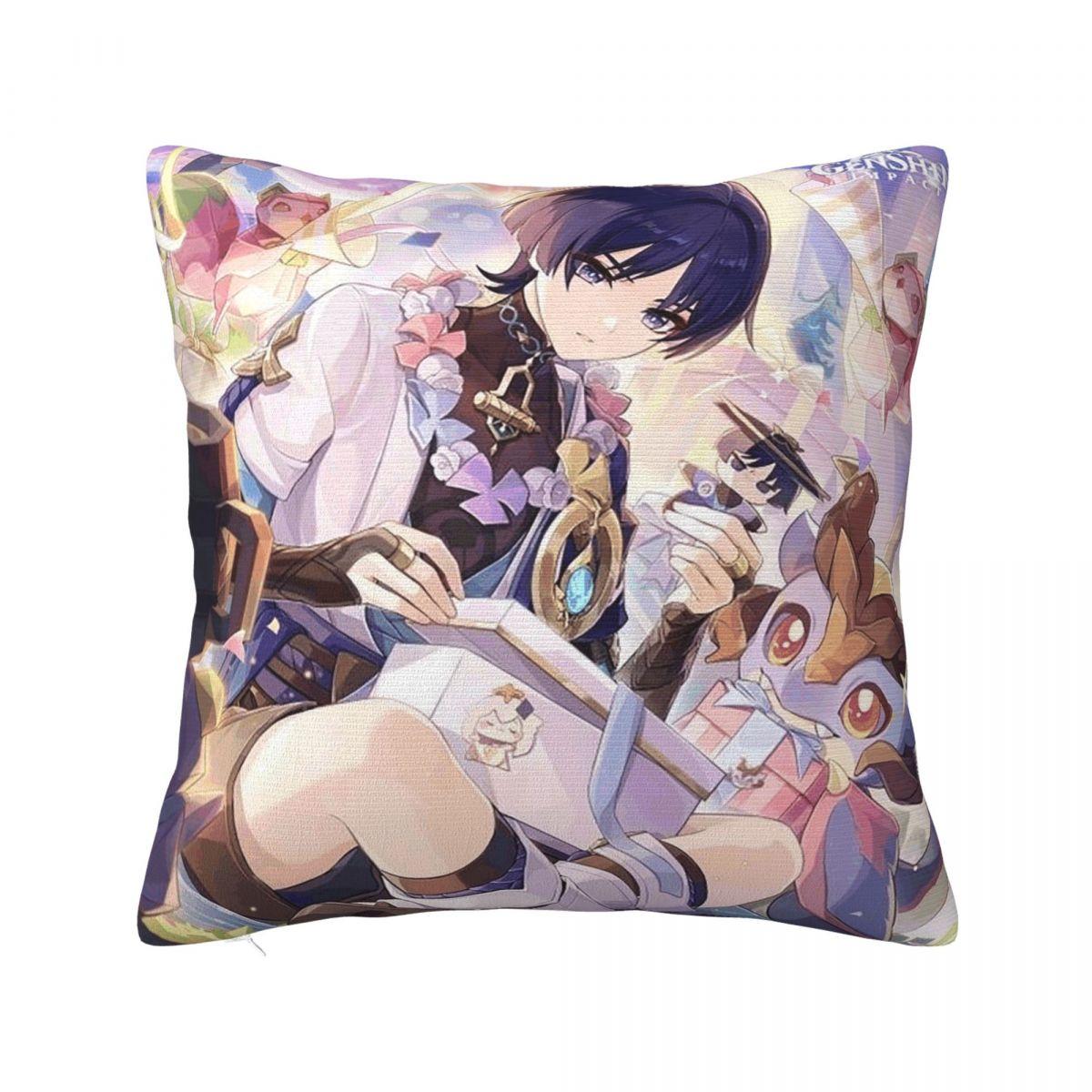 

Scaramouche And Wanderer Game Square Pillowcase Cushion Cover Pillow Case Throw Pillow Cover for Home Sofa Living Room 12x12Inch