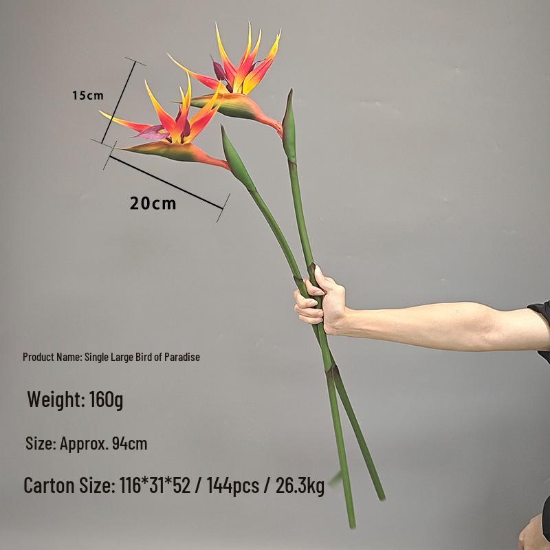 Phoenix Bird of Paradise 5-Head Green Plant Simulation - Large Decorative Branch for Home