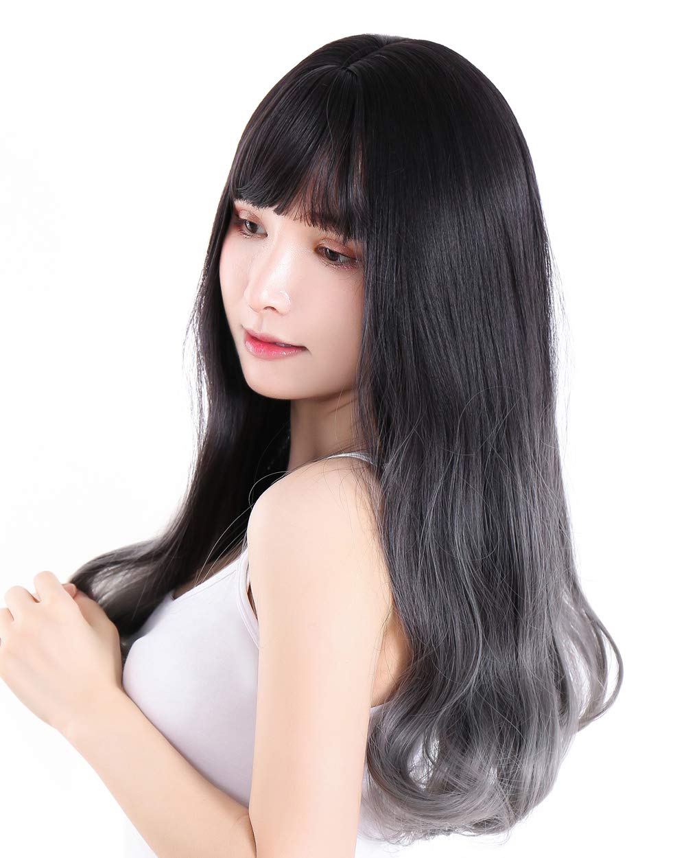 

TefuRe Парик Длинный Прямой Парик C-8200N-BLK-SV-A