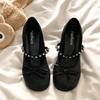 Daily design sense rhinestone word with Mary Jane shoes spring and autumn princess style bow shoes
