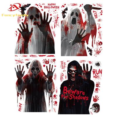 Fancyfamily 2 Pcs Halloween Decorative Glass Stickers Terrifying Death God Ghost Window Stickers Ghost Atmosphere Decorations