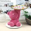 Creative Light Luxury Violent Rose Bear Ornament Storage Tray Living Room Bedroom Wine Cabinet Decoration Luxury Ornament