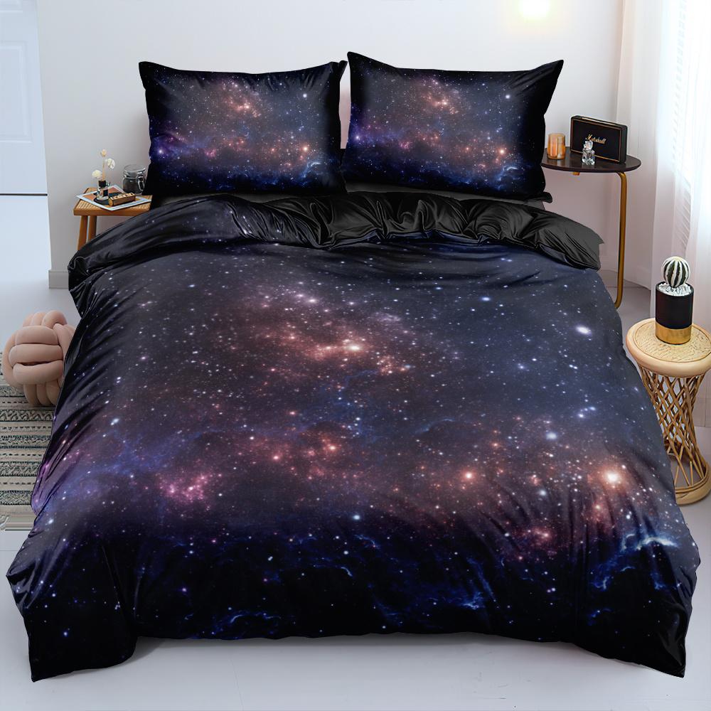 Luxury Galaxy Dark Blue Bedding Set Twin Full Queen King Size Duvet Cover Set Shining Stars Starry Sky Kids Adults Comforter Set