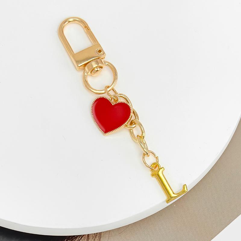 Metal Heart Letter Keychain Fashion A-Z Initial Keyring Charms Car Key Holders Bag Pendant Accessories Valentine'S Day Gift