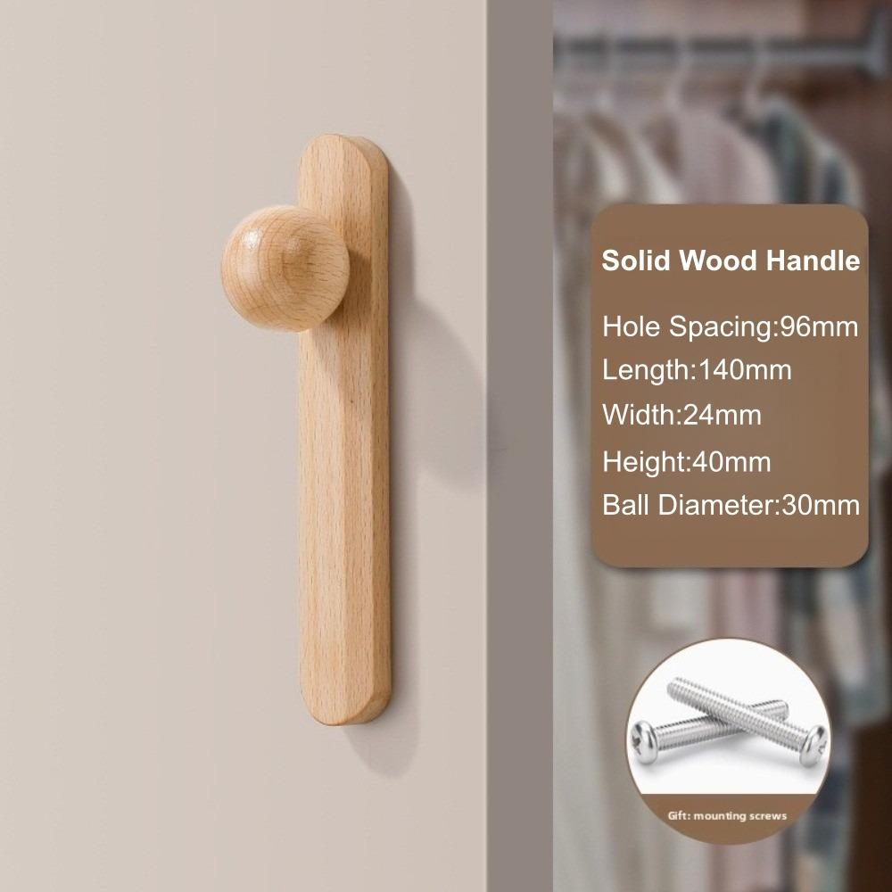 

New Nordic Style Cabinet Handles Round Shape Walnut Wood Drawer Pulls 96mm Eco-Friendly Door Pull Knobs Home Decor