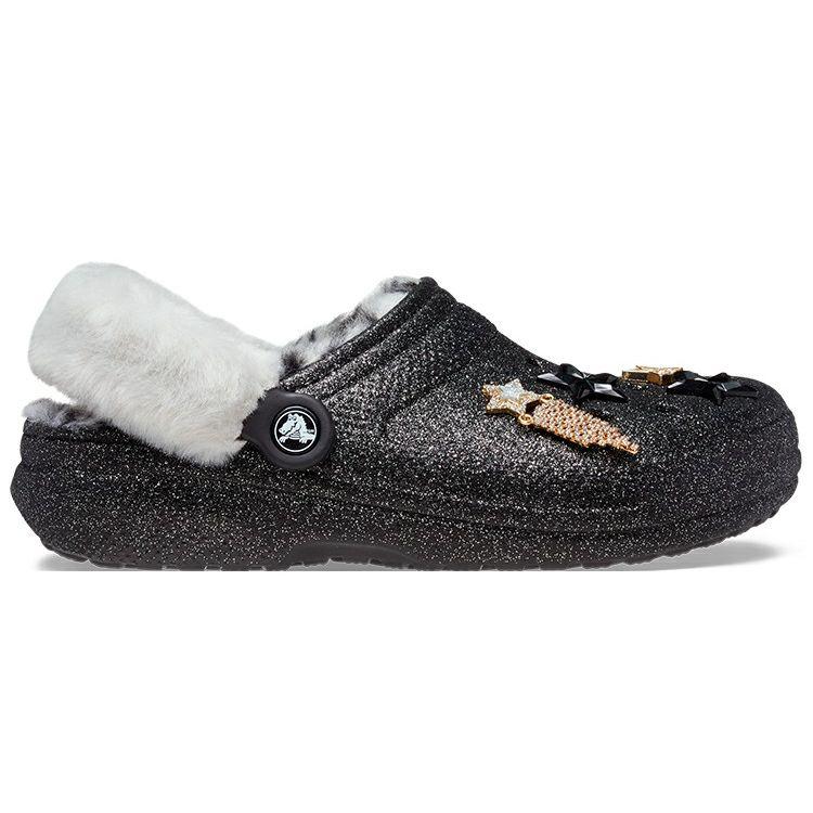 Crocs Classic Lined Clog Disco Glitter Unisex Sneakers Black 208075-0ZS