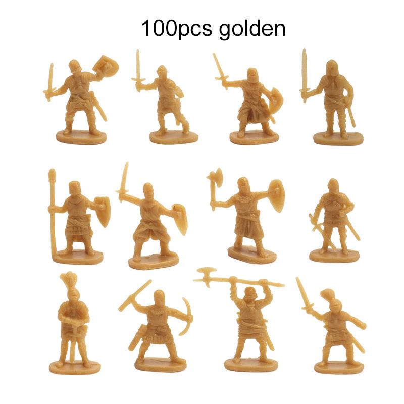 100 Stück/Set Antiker Soldat Miniatur Dekoratives Modell Party Treffen Dekoration Simulierter Schlachtfeld Mittelalter Ritter Stil TMZ