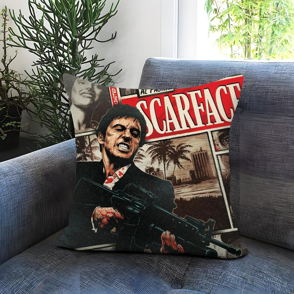 movies S-Scarface Cushion Cover Comfortable Reversible Pillow Cover Ideal for Car Sofa Bedroom & Beyond