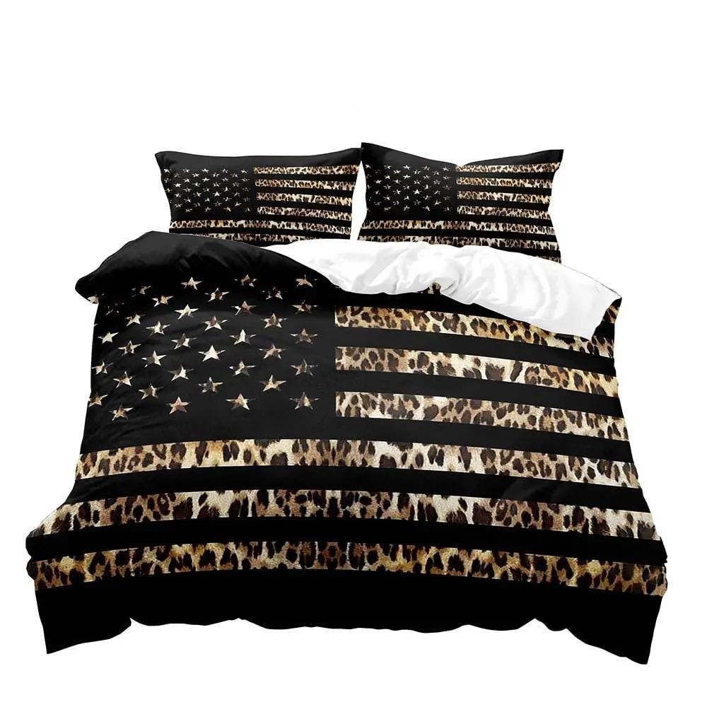 Luxury Leopard Duvet Cover Queen Bedding Sets, Black Comforter Quilt Cover, Cheetah Print Gifts for Men B