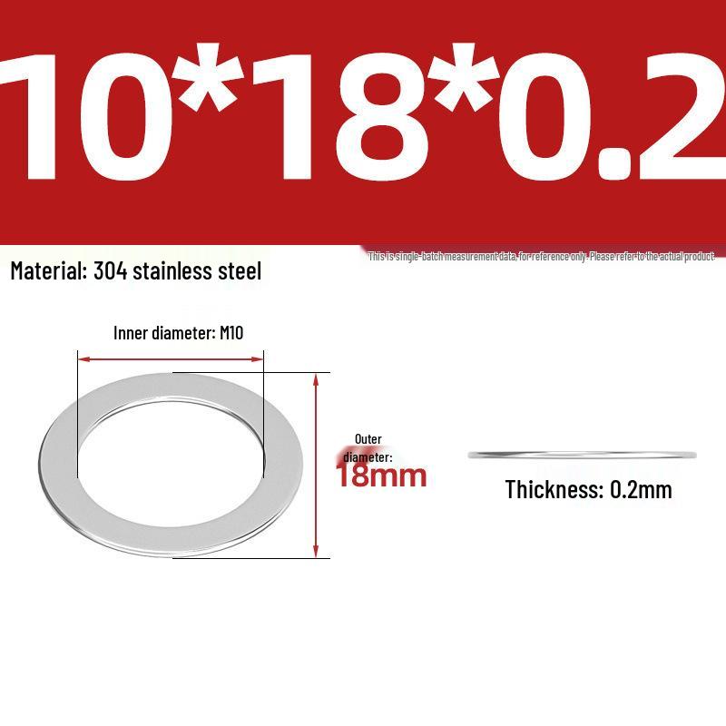 304 Stainless Steel Ultra-Thin Flat Washers - Available in Thickness: 0.1mm, 0.2mm, 0.3mm, 0.5mm