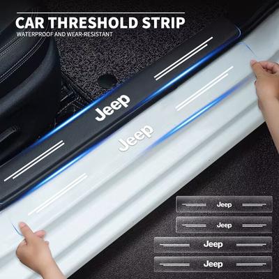 Threshold Protector Transparent Decorative Badge Sticker For Jeep Wrangler Grand Cherokee Compass Renegade Cherokee Gladiator Q0